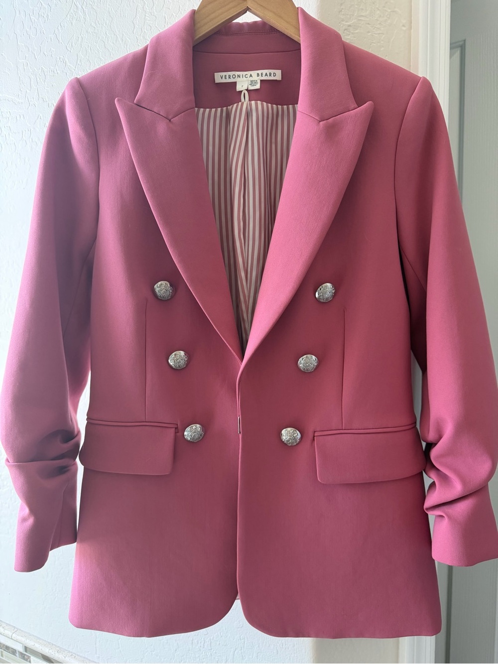 Veronica Beard Blazer Beacon Rose‎ Pink Dickey Jacket Double Breasted 2